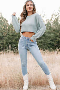 Endearing Habits Cropped Sweater (Pale Teal) - NanaMacs