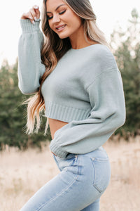 Endearing Habits Cropped Sweater (Pale Teal) - NanaMacs