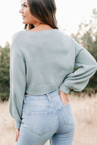 Endearing Habits Cropped Sweater (Pale Teal) - NanaMacs