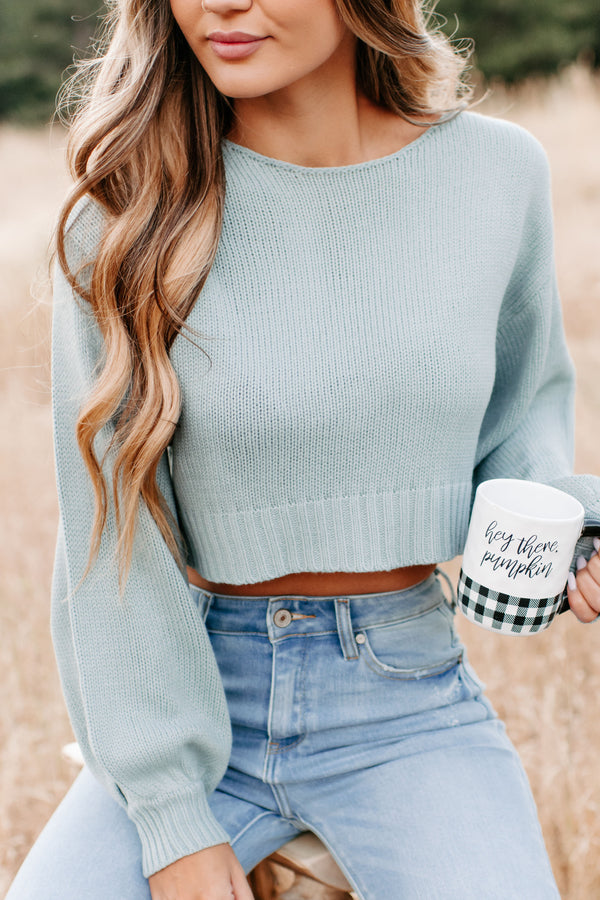 Endearing Habits Cropped Sweater (Pale Teal) - NanaMacs