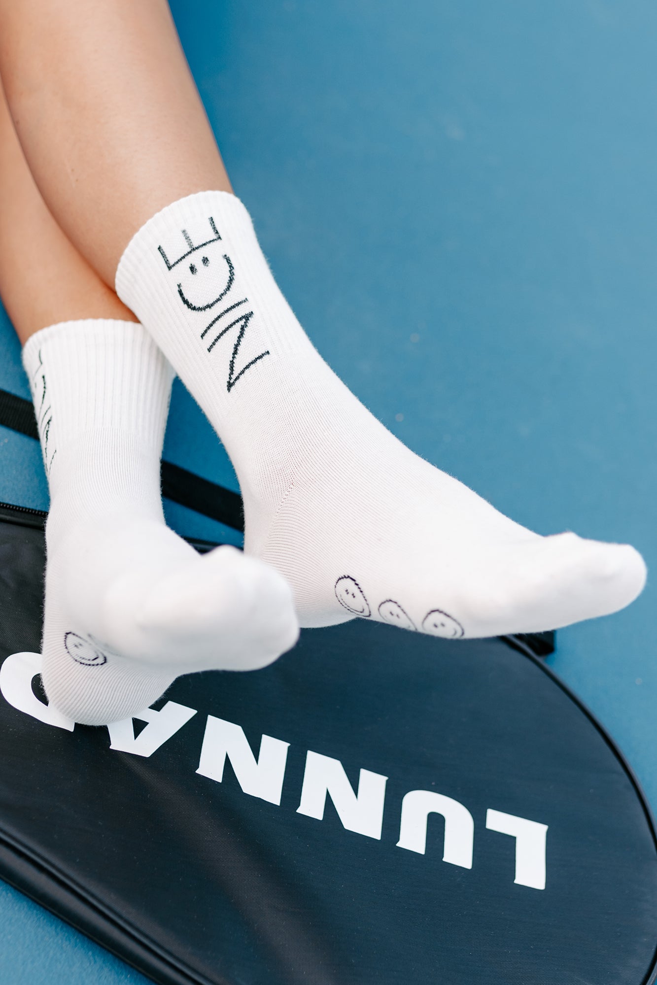 "Nice" Crew Socks (White) - NanaMacs