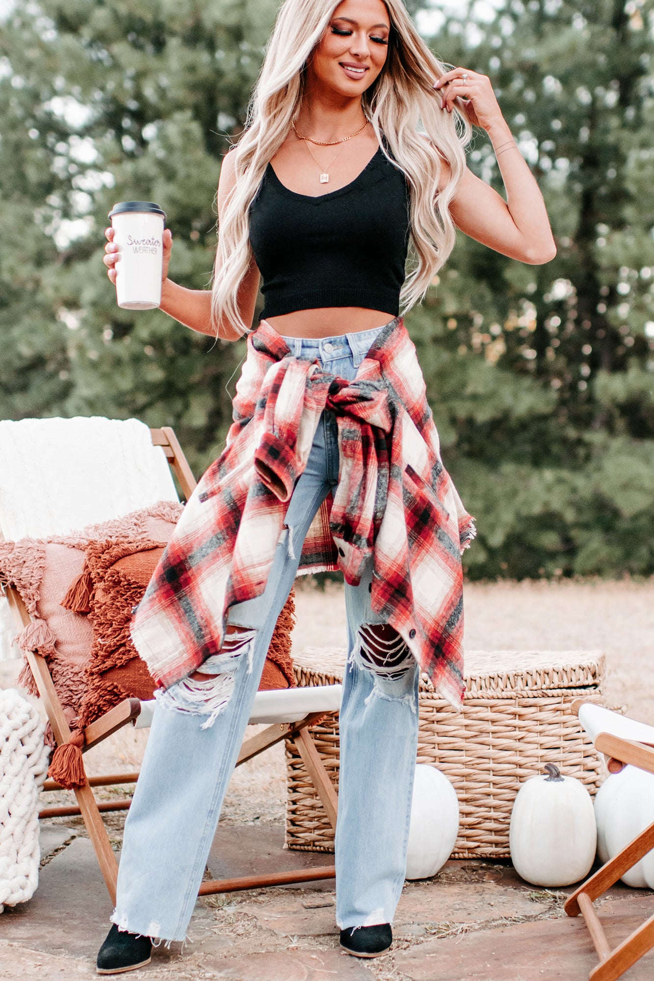 Plaid crop top outlet outfit