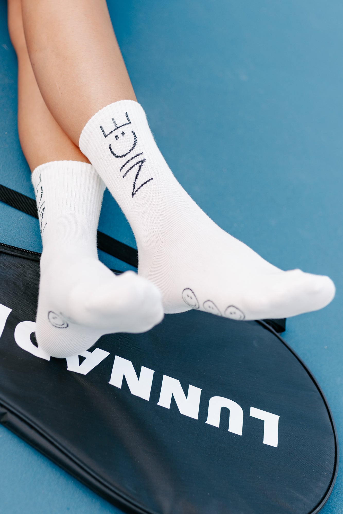 "Nice" Crew Socks (White) - NanaMacs