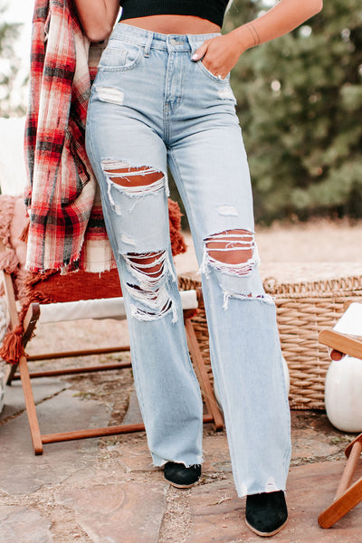 Hotter Than That Flying Monkey High Rise 90s Vintage Flare Jeans (Light) - NanaMacs