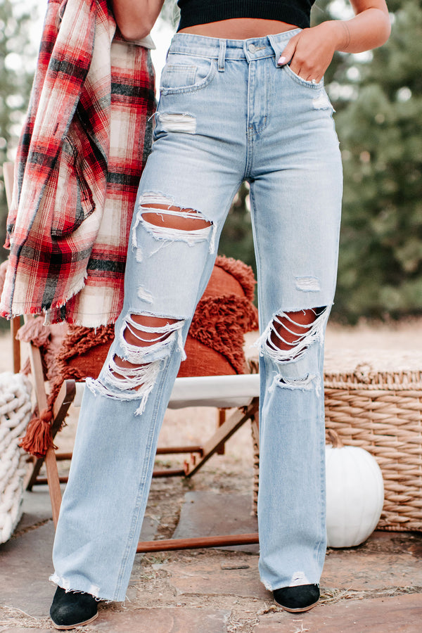 Hotter Than That Flying Monkey High Rise 90s Vintage Flare Jeans (Light) - NanaMacs