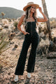 Hitting The Highlights Open Back Denim Jumpsuit (Black) - NanaMacs