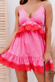 Sassy & Southern Lace Trim Mini Dress (Pink/Fuchsia) - NanaMacs
