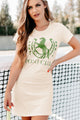 Part Of The Polo Club Graphic T-Shirt Dress (Cream) - Print On Demand - NanaMacs