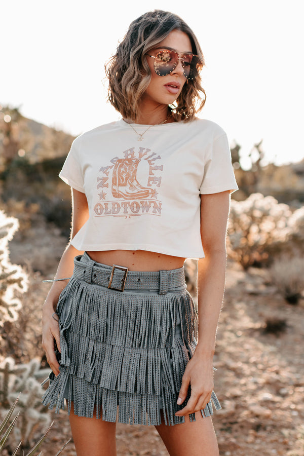 "Nashville Oldtown" Cropped Graphic Tee (Bone) - Print On Demand - NanaMacs