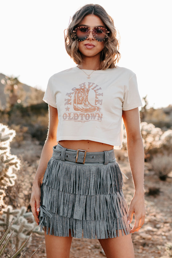 "Nashville Oldtown" Cropped Graphic Tee (Bone) - Print On Demand - NanaMacs