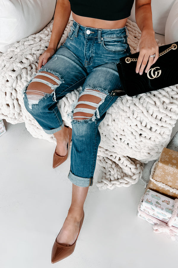 Breena High Rise Risen Boyfriend Jeans (Dark) - NanaMacs