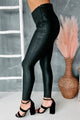 Gorgeously Graceful Faux Leather Lace Leggings (Black) - NanaMacs