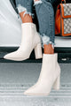 Obsession Game Pointed Toe Bootie (Off White) - NanaMacs