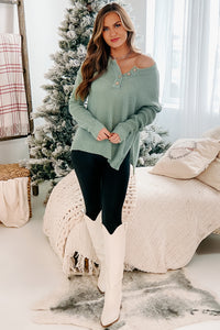 Easy Living Waffle Knit Sweater (Dusty Mint) - NanaMacs