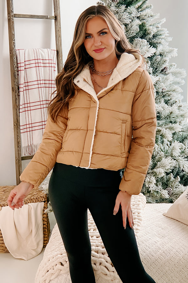 ARCHIVE Snowy Secrets Hooded Puffer Jacket (Light Camel) - NanaMacs