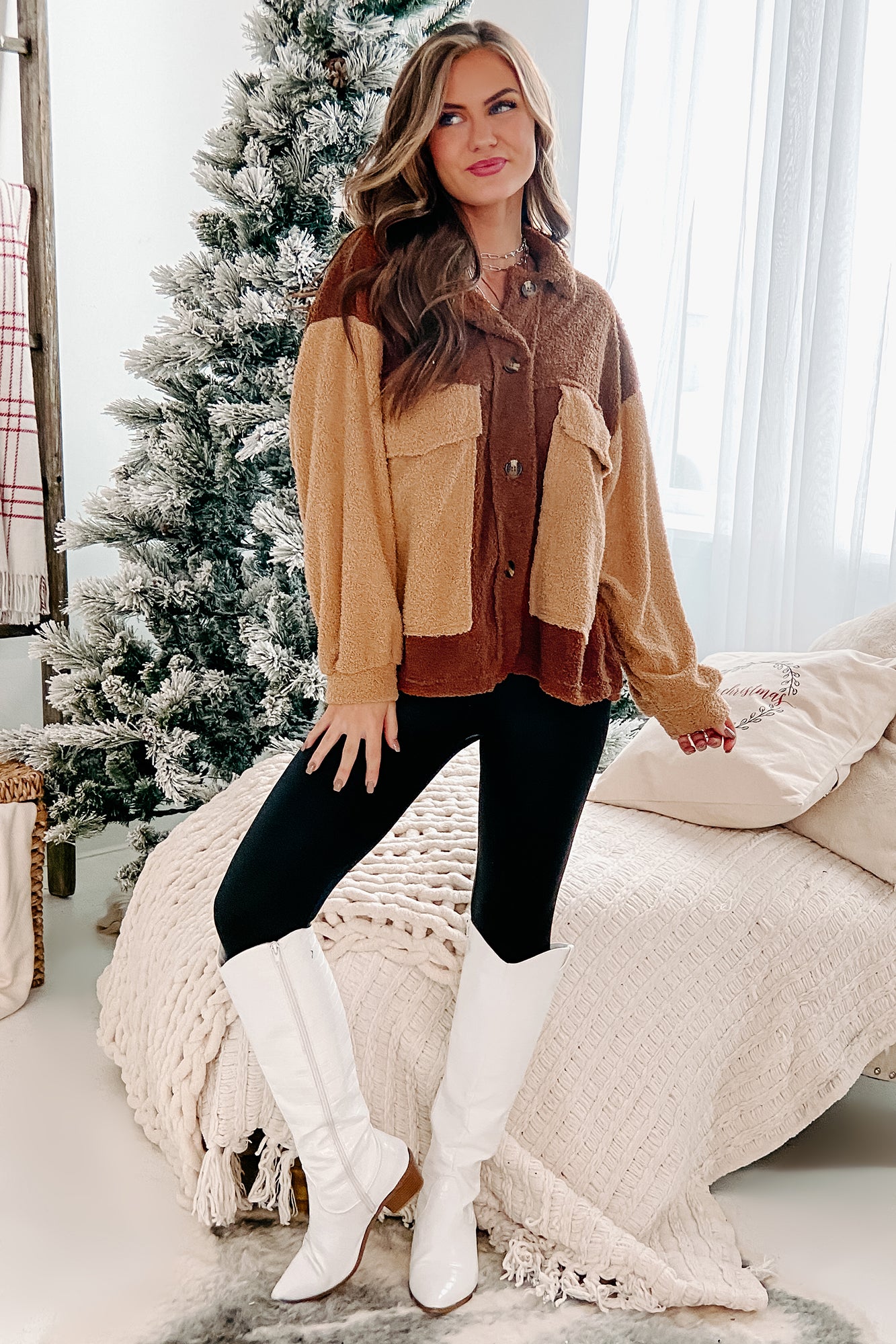 Heartwarming Feeling Terry Cloth Shacket (Camel/Taupe) · NanaMacs