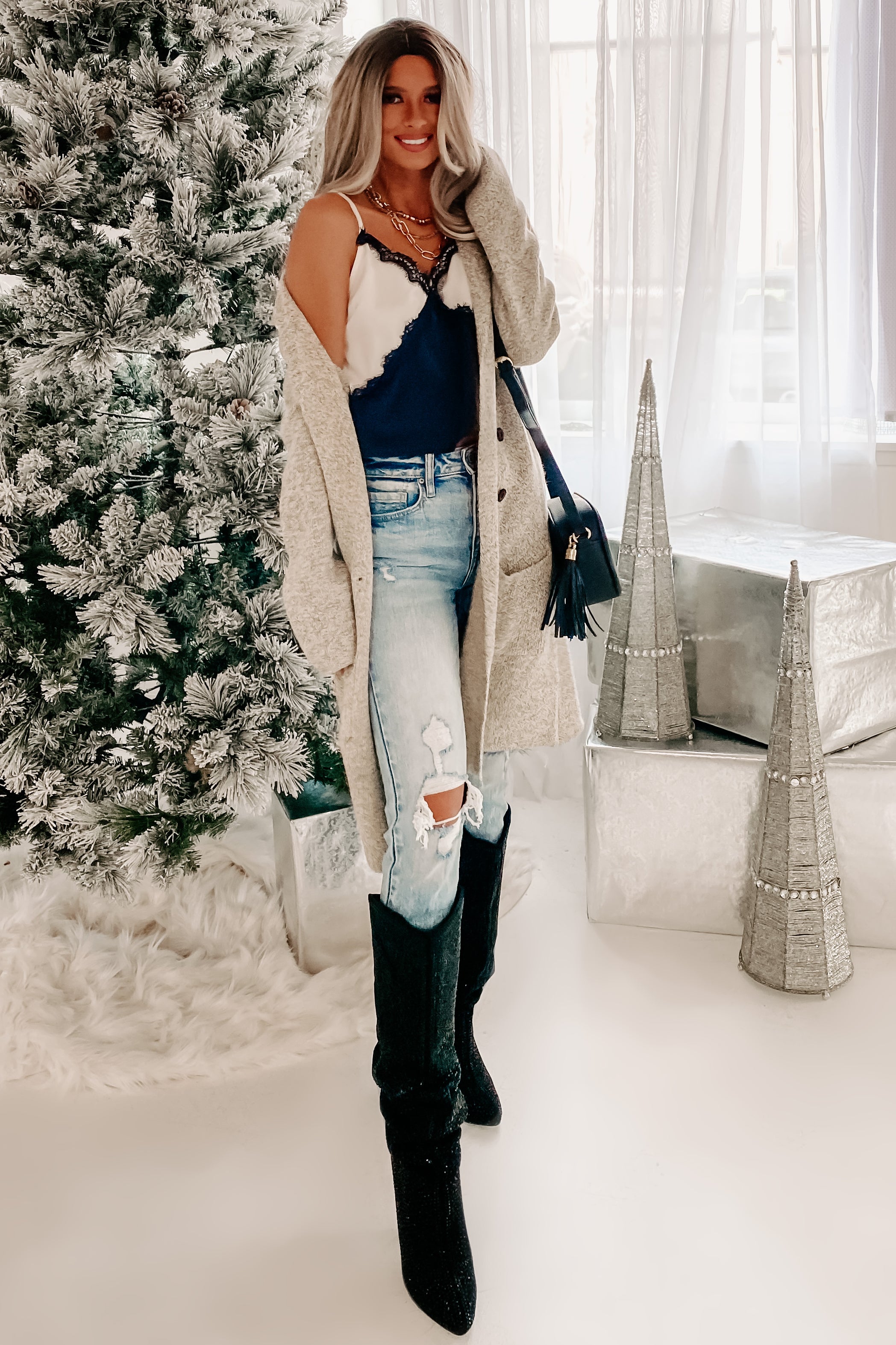 Oatmeal open front cardigan store