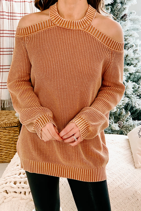 Tell You Like It Is Cold Shoulder Sweater (Dusty Orange) - NanaMacs