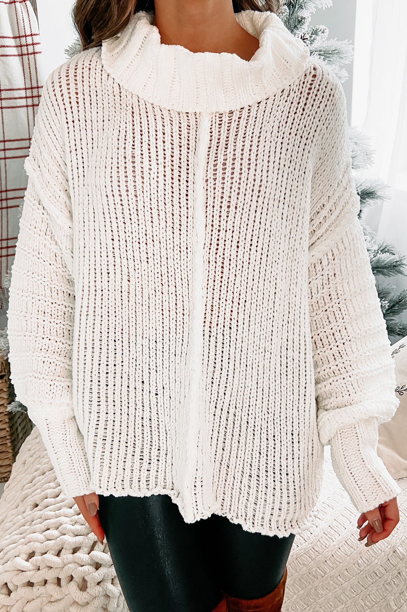 Archived - All A Dream Chenille Cowl Neck Sweater (Off White) - NanaMacs