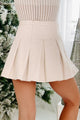 Deceivingly Sweet Pleated Faux Leather Mini Skirt (Cream) - NanaMacs