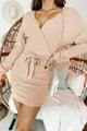 Wait For Me Ribbed Long Sleeve Bodycon (Taupe) - NanaMacs