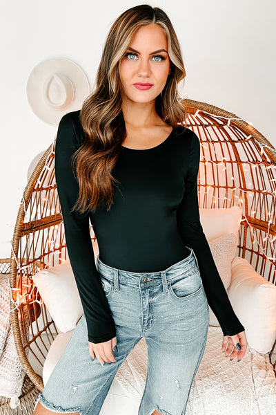 Mirana Long Sleeve Strappy Back Bodysuit (Black) - NanaMacs