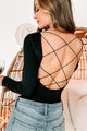 Mirana Long Sleeve Strappy Back Bodysuit (Black) - NanaMacs
