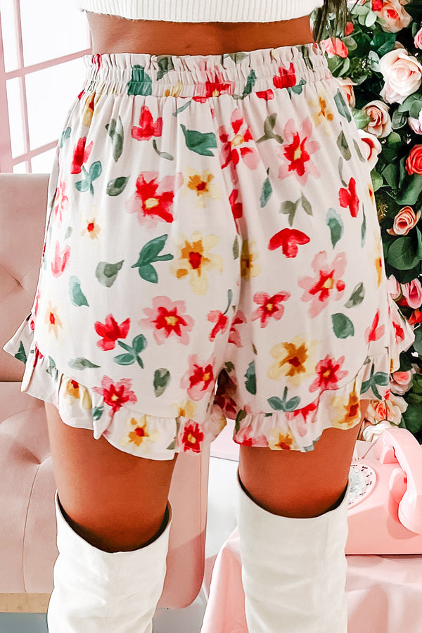 Flowers From You Floral Shorts (Misty Rose) - NanaMacs