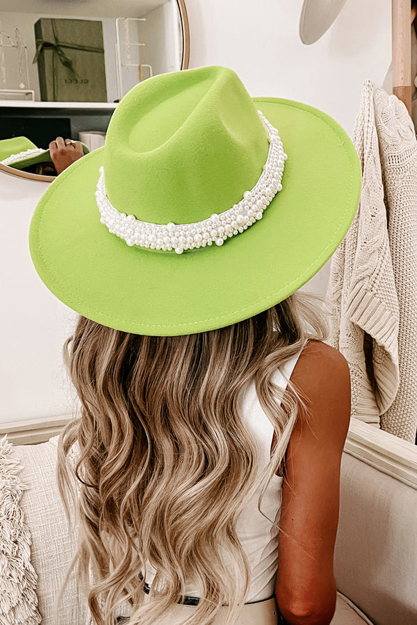 Feeling Lucky Pearl Wide Brim Hat (Light Green) - NanaMacs
