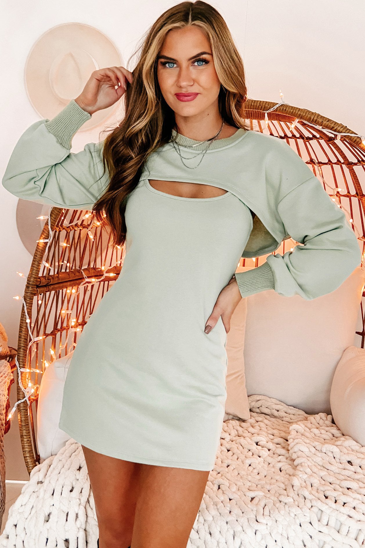 Get Better French Terry Super Crop Pullover (Sage) - NanaMacs