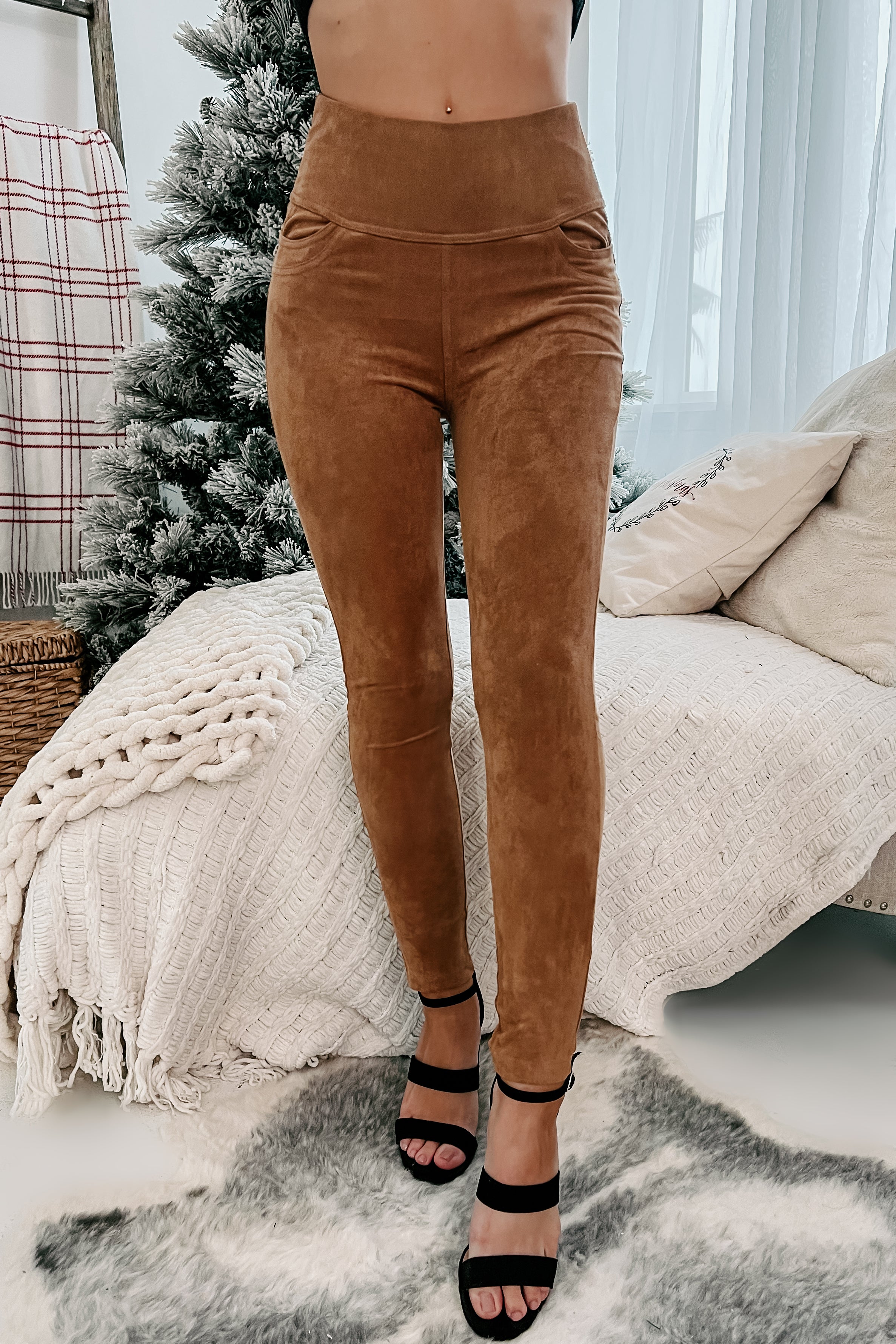 Spanx® Faux Suede Leggings In Rich Caramel | Red Dress
