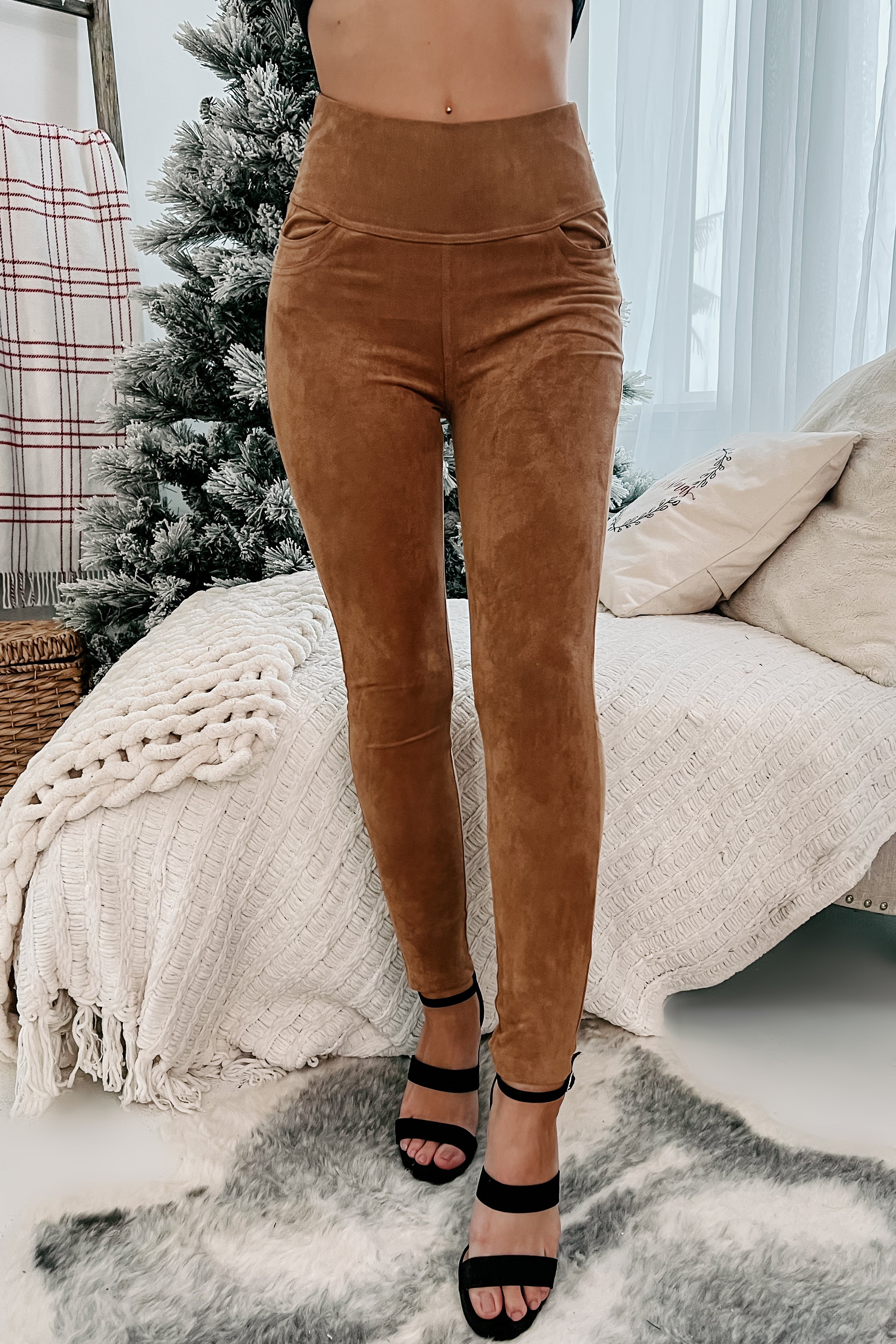 Persuade Me Faux Suede High Rise Leggings (Camel) · NanaMacs