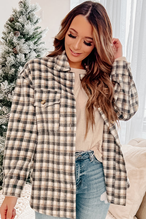 Made For Comfort Plaid Shacket (Charcoal) - NanaMacs