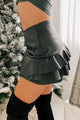 Sassy Sister Ruffled Faux Leather Skort (Black) - NanaMacs
