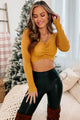 Simple Bliss Ruched Crop Sweater (Mustard) - NanaMacs