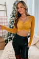 Simple Bliss Ruched Crop Sweater (Mustard) - NanaMacs