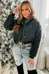 Wishing For Snow Cropped Puffer Jacket (Black) - NanaMacs