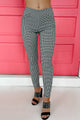 Find Me Sleuthing High Rise Houndstooth Print Pants (Black) - NanaMacs