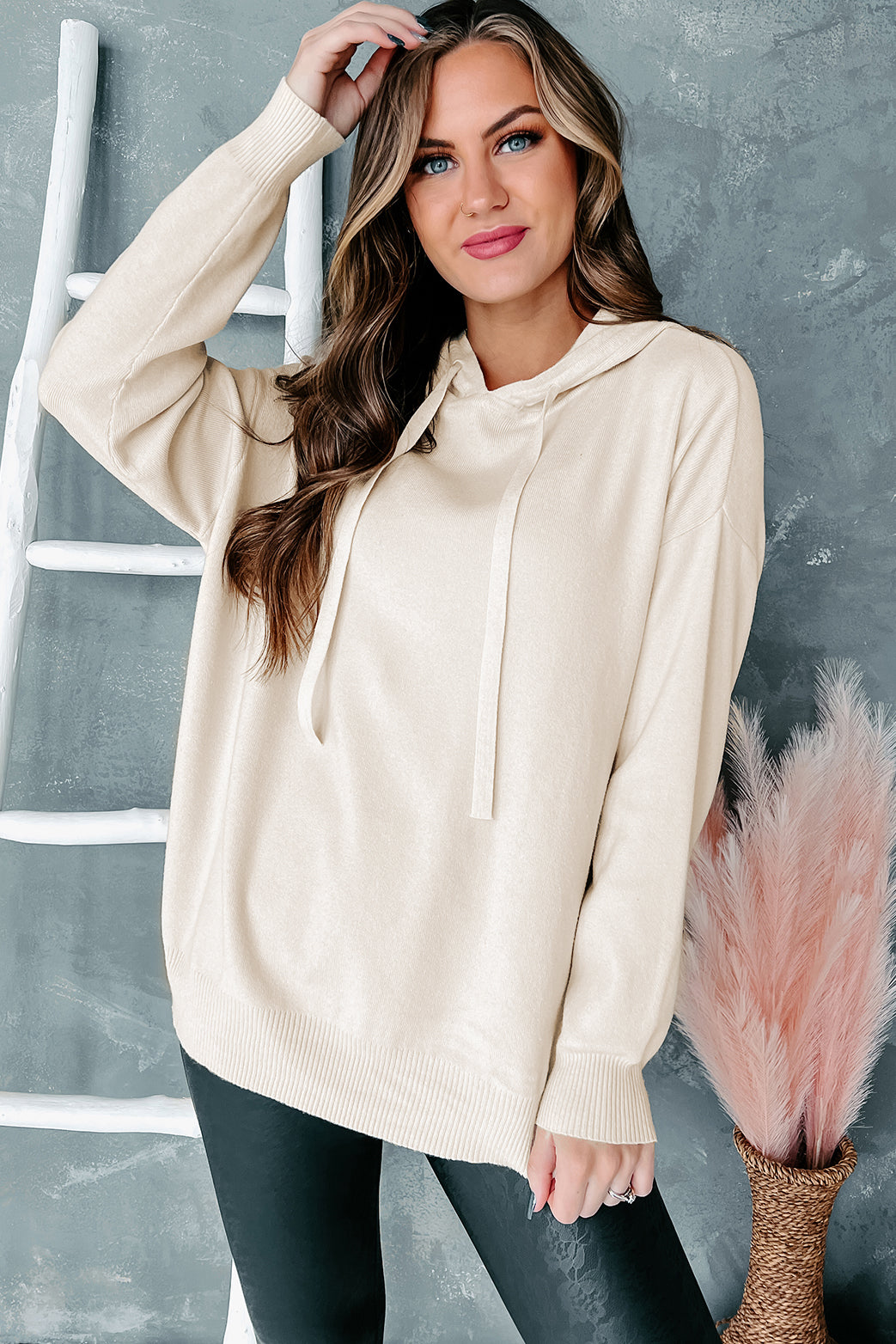 Forever In Style Hooded Long Sleeve Top (Cream) - NanaMacs
