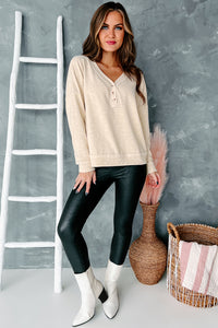 Cozy & Warm Brushed Fleece Long Sleeve Top (Cream) - NanaMacs