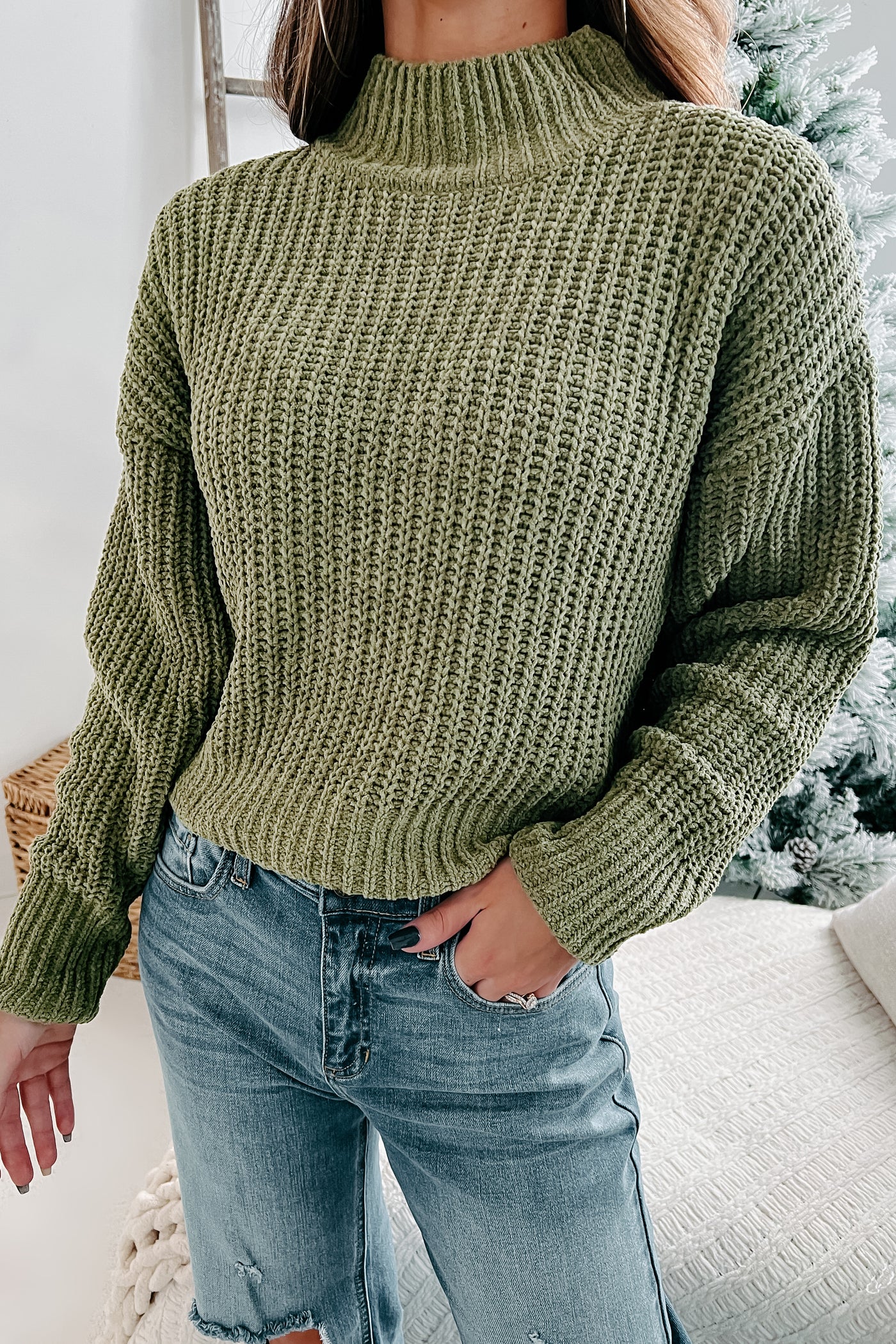 Briggs Chenille Knit Sweater (Olive) · NanaMacs
