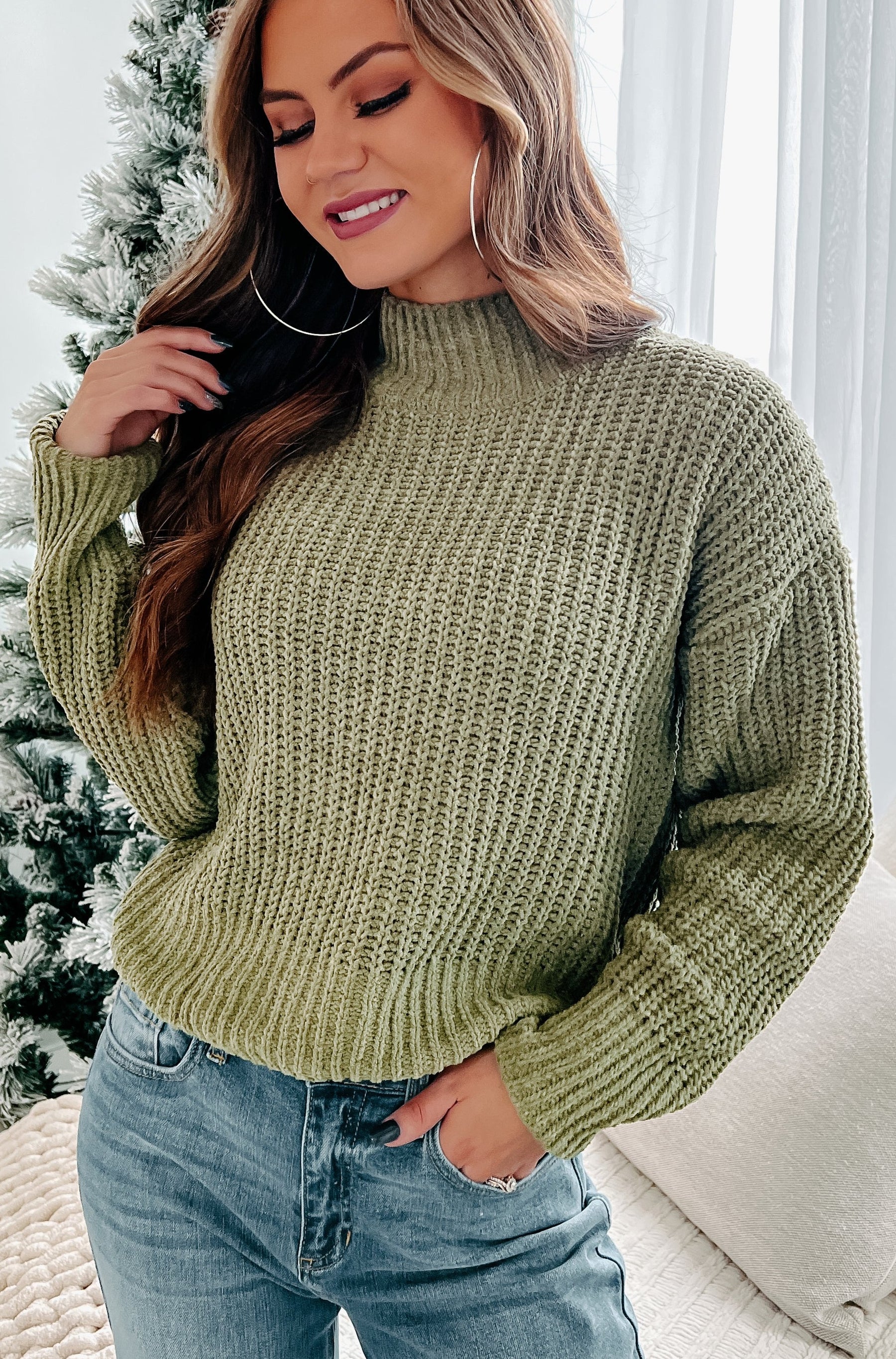 Briggs Chenille Knit Sweater (Olive) - NanaMacs