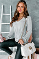 All In Wonder Twist Knot Long Sleeve Top (Grey) - NanaMacs