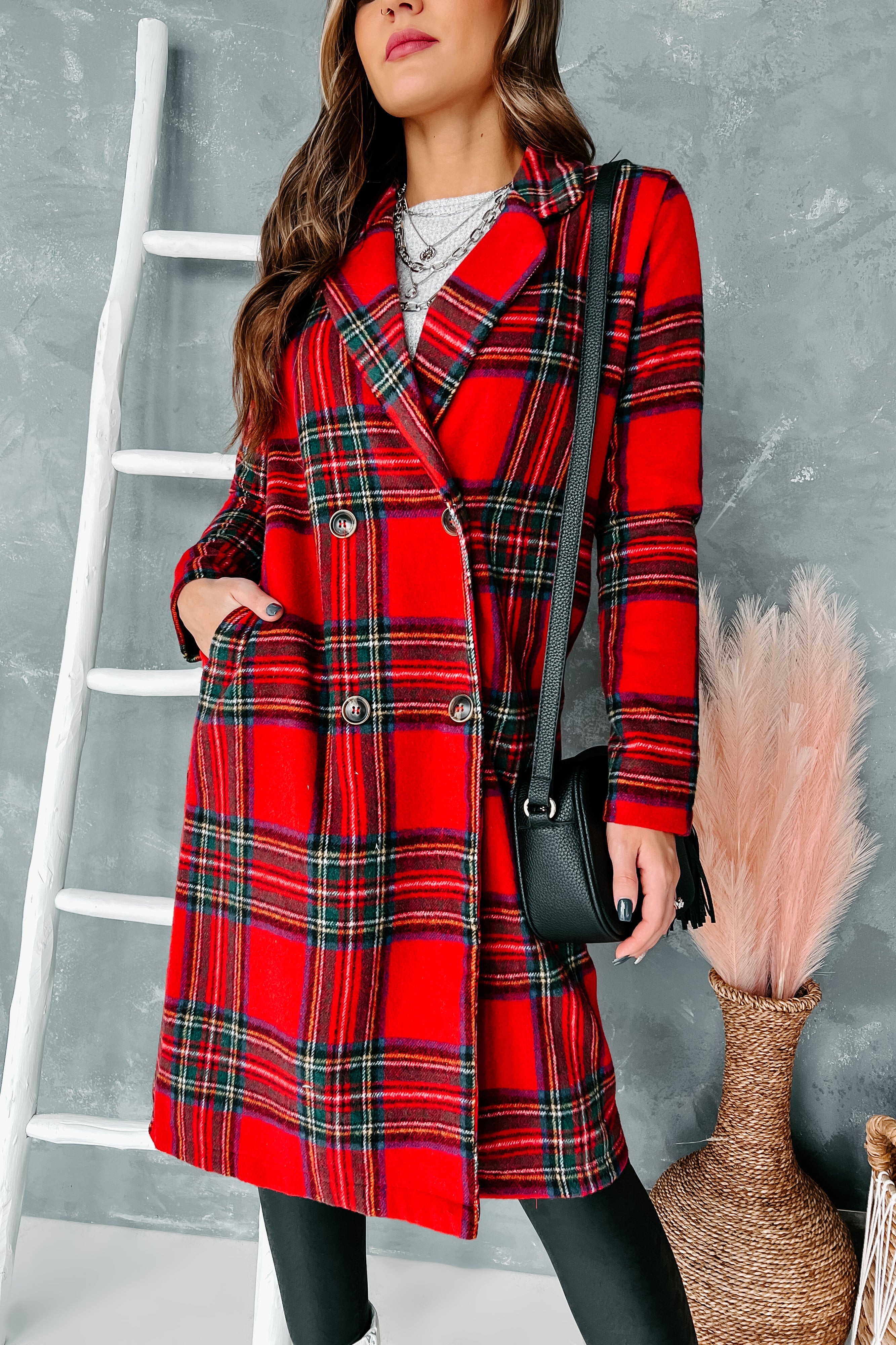 Forever Festive Lightweight Plaid Coat Red NanaMacs