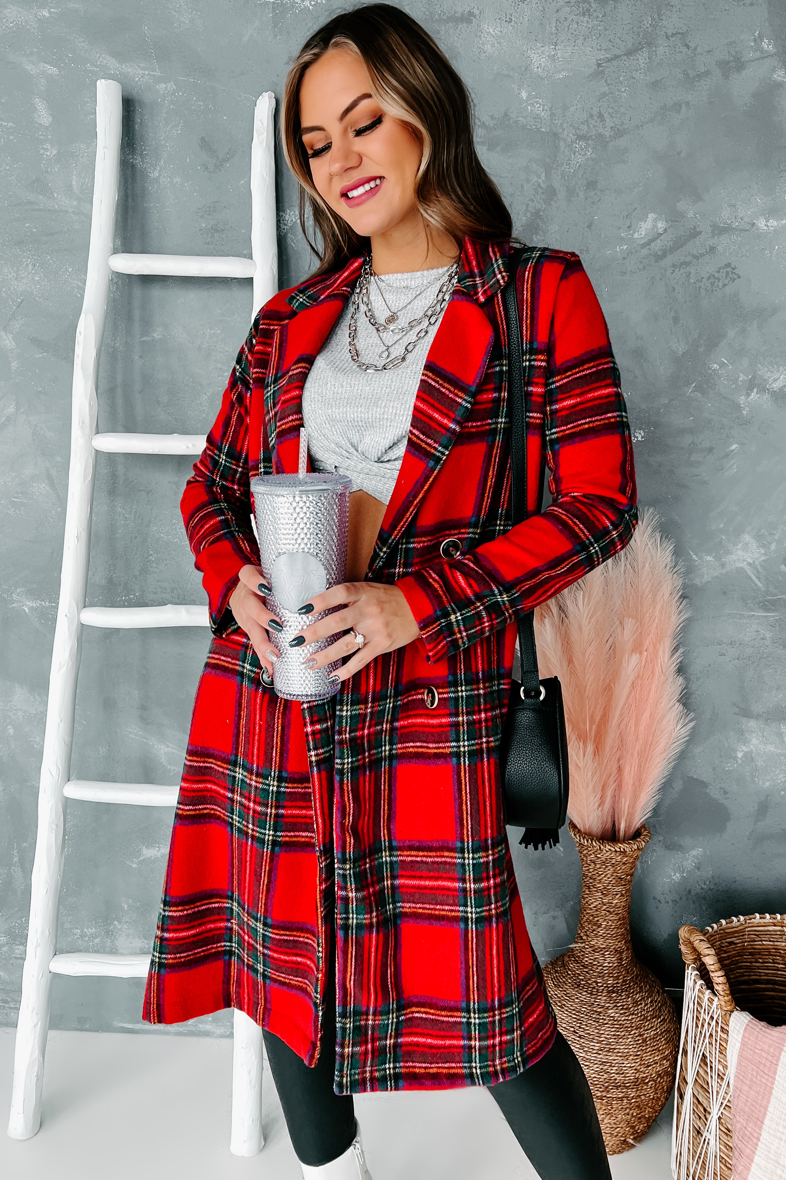 Red deals checkered coat