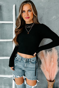 Make Your Mark Ruched Long Sleeve Top (Black) - NanaMacs