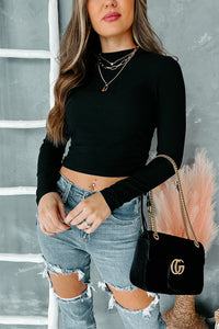 Make Your Mark Ruched Long Sleeve Top (Black) - NanaMacs