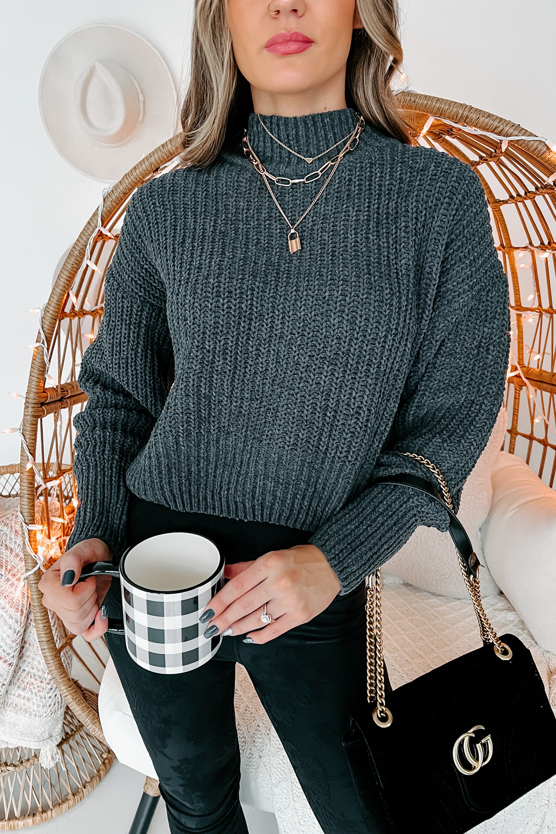 Briggs Chenille Knit Sweater (Charcoal) - NanaMacs