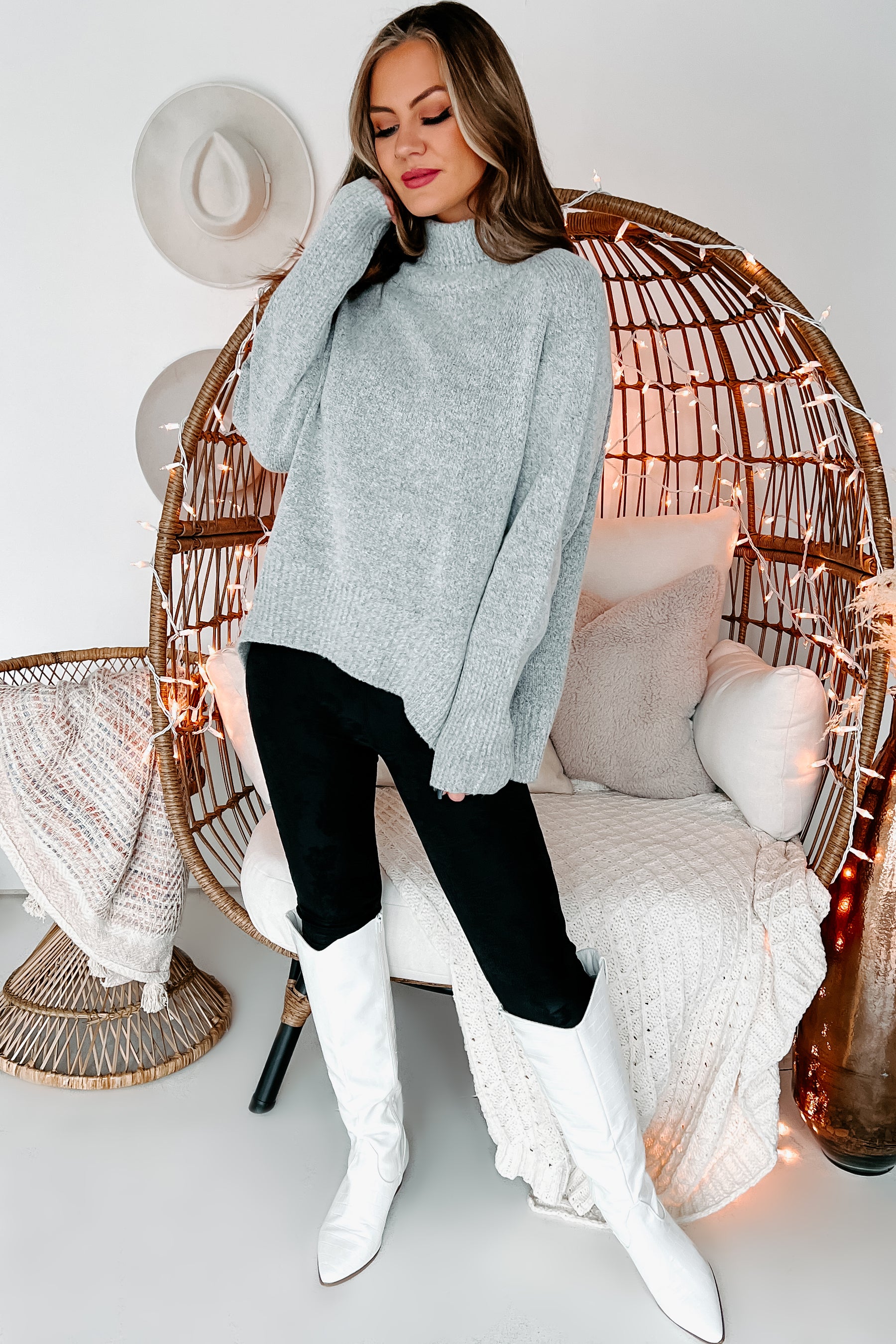 Endless Snuggles Turtleneck Sweater (Heather Grey) - NanaMacs