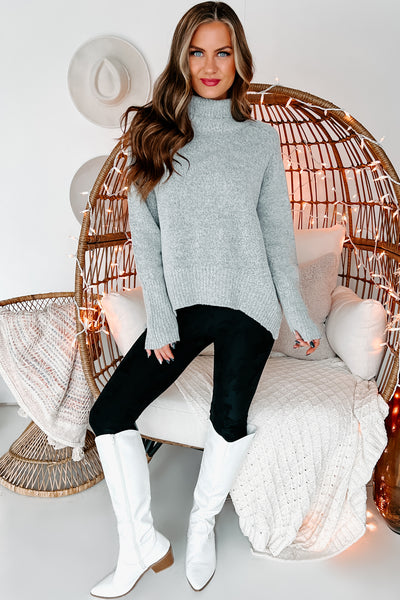 Endless Snuggles Turtleneck Sweater (Heather Grey) - NanaMacs